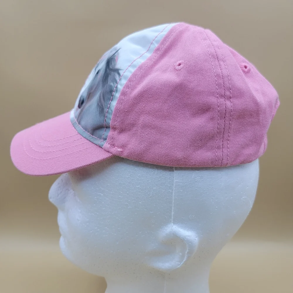John Deere Toddler Girl's Hat Cap Pink White Horse Image One Size Stretch Back